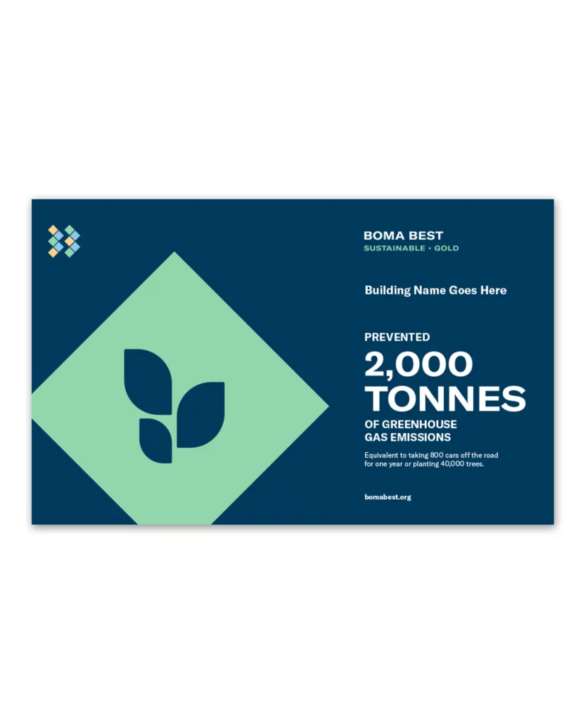 BOMA BEST - A business card template with a green leaf and BOMA BEST.